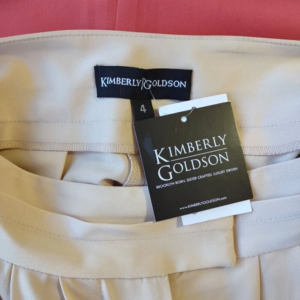 NEW Kimberly Goldson Wide-Leg Satin Trousers Colorblock Size 4 Quiet Luxury - Picture 11 of 14